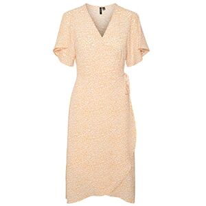 VERO MODA Women's Vmsaki SS Calf Wrap Dress Ga Noos, Mock Orange/AOP: mini Henna Vic, XS VERO MODA Women's Vmsaki SS Calf Wrap Dress Ga Noos, Mock Orange/AOP: mini Henna Vic, XS