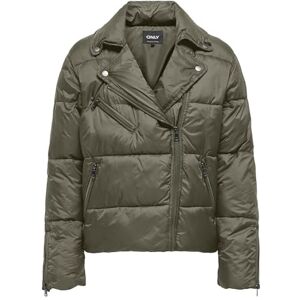 ONLY Women's Onlvanilla Puffer Biker Jacket OTW Quilted, Brown, L ONLY Women's Onlvanilla Puffer Biker Jacket OTW Quilted, Brown, L