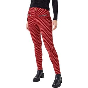 Joe Browns Women's Zip Detail Red Check Ponte Trousers Casual Pants, 10 Joe Browns Women's Zip Detail Red Check Ponte Trousers Casual Pants, 10