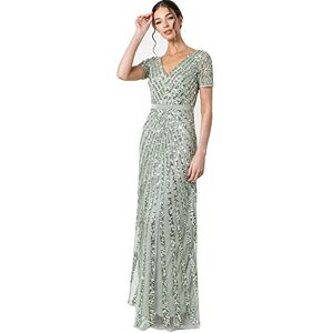 Maya Deluxe Women's Maya Green Lily Short Sleeve Stripe Embellished Maxi Dress Bridesmaid, 10 Maya Deluxe Women's Maya Green Lily Short Sleeve Stripe Embellished Maxi Dress Bridesmaid, 10