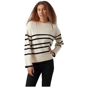 VERO MODA Womens Vmsaba Ls O-Neck Stripe Pullover Ga Noos Sweater, Birch 2., XL UK VERO MODA Womens Vmsaba Ls O-Neck Stripe Pullover Ga Noos Sweater, Birch 2., XL UK