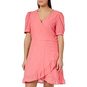ONLY Women's ONLLISA SS WRAP Dress WVN, Calypso Coral, S ONLY Women's ONLLISA SS WRAP Dress WVN, Calypso Coral, S