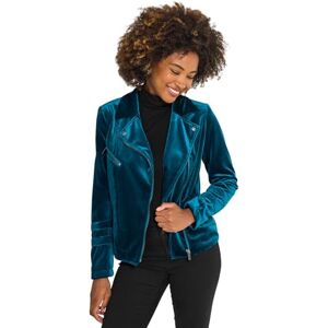 Joe Browns Women's Cropped Velour Biker Jacket, Green, 12 Joe Browns Women's Cropped Velour Biker Jacket, Green, 12