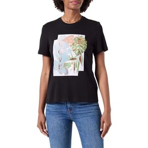 ONLY Women's Onlkita Reg S/S Mix Top Box Cs JRS Ex. T-Shirt, Black/Print:Leaf Love, M ONLY Women's Onlkita Reg S/S Mix Top Box Cs JRS Ex. T-Shirt, Black/Print:Leaf Love, M