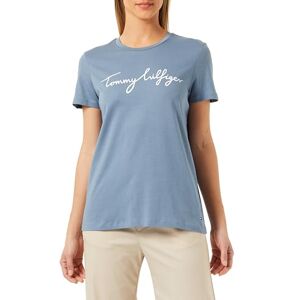 Tommy Hilfiger Women Reg C-Nk Signature Tee Ss S/S Knit Tops, Blue, XS Tommy Hilfiger Women Reg C-Nk Signature Tee Ss S/S Knit Tops, Blue, XS