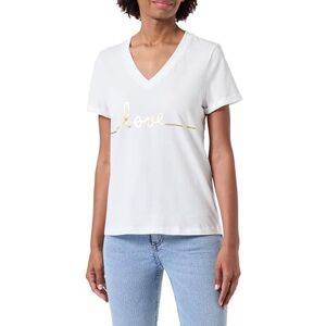 VERO MODA Women's Vmklove S/S V-Neck T-Shirt JRS Btq Ga Top, Snow White/Print:Love Gold Foil, S VERO MODA Women's Vmklove S/S V-Neck T-Shirt JRS Btq Ga Top, Snow White/Print:Love Gold Foil, S