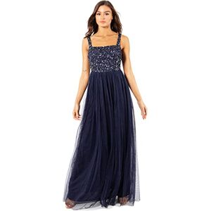 Maya Deluxe Women's Maya Navy Strappy Delicate Sequin Maxi Dress Bridesmaid, 8 Maya Deluxe Women's Maya Navy Strappy Delicate Sequin Maxi Dress Bridesmaid, 8