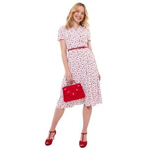 Joe Browns Women's Cherry Print Tie-Waist Midi Dress, White, 14 Joe Browns Women's Cherry Print Tie-Waist Midi Dress, White, 14