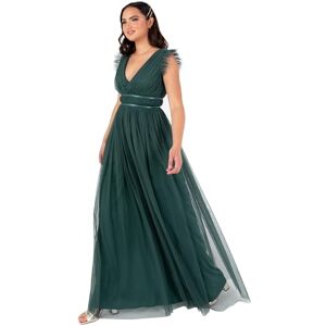 Anaya with Love Women's Maxi Dress Ladies Cap Sleeve V-Neck Satin Detail Tulle A-line Bridesmaid Wedding Guest Occasion Prom Ball Gown, Emerald Green 12 Anaya with Love Women's Maxi Dress Ladies Cap Sleeve V-Neck Satin Detail Tulle A-line Bridesmaid Wedding Guest Occasion Prom Ball Gown, Emerald Green 12