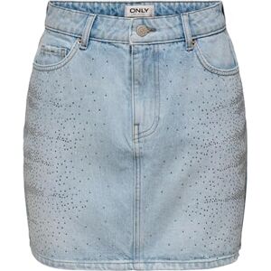 ONLY Women's Onlstella Rhinestone Short Skirt DNM Azg, Light Blue (Light Blue Denim), L ONLY Women's Onlstella Rhinestone Short Skirt DNM Azg, Light Blue (Light Blue Denim), L