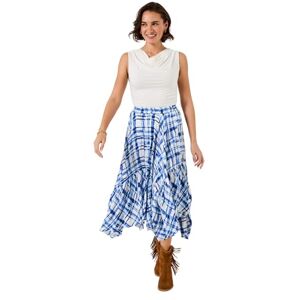 Joe Browns Women's Check Print Hanky Hem Maxi Skirt, Regular, Blue, UK 20 Joe Browns Women's Check Print Hanky Hem Maxi Skirt, Regular, Blue, UK 20