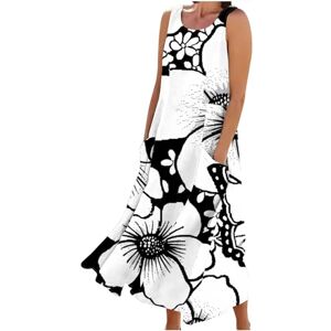 Amhomely Women Dresses Clearance Womens Summer Casual Sundress Vacation Flowy Long Dress Flowy Long Sundresses Floral Boho Dress Cotton Linen Sleeveless Plus Size Loose Comfy Dress Ruffle Swing A Line Short Sundresses