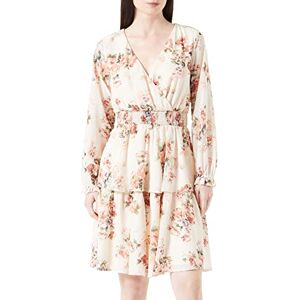 ONLY Women's Onlphilippa L/S V-Neck Layered Dress PTM Print, Cloud Dancer/AOP: Pink Flower, L ONLY Women's Onlphilippa L/S V-Neck Layered Dress PTM Print, Cloud Dancer/AOP: Pink Flower, L