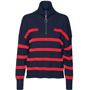 VERO MODA Women's Vmsaba Stripe Ls Highneck Blouse Ga Noos Sweater, Blazer Navy, M VERO MODA Women's Vmsaba Stripe Ls Highneck Blouse Ga Noos Sweater, Blazer Navy, M