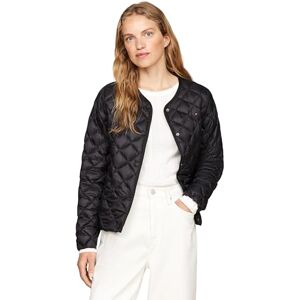 Tommy Hilfiger Women's Collarless Quilted Down Jacket with Button Placket, Black (Black), L Tommy Hilfiger Women's Collarless Quilted Down Jacket with Button Placket, Black (Black), L