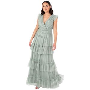 Anaya with Love Women's Maxi Dress Ladies Short Sleeve V-Neck Wrap Tiered Ruffle Tulle A-line Wedding Guest Bridesmaid Prom Ball Gown, Frosty Green, 22 Anaya with Love Women's Maxi Dress Ladies Short Sleeve V-Neck Wrap Tiered Ruffle Tulle A-line Wedding Guest Bridesmaid Prom Ball Gown, Frosty Green, 22