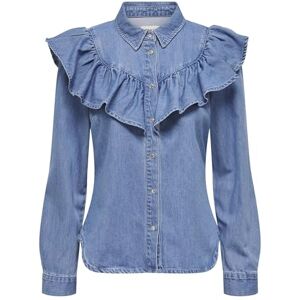 ONLY Women's Onlindigo Ls Frill DNM Shirt Qyt Noos, Medium Blue (Medium Blue Denim), S ONLY Women's Onlindigo Ls Frill DNM Shirt Qyt Noos, Medium Blue (Medium Blue Denim), S