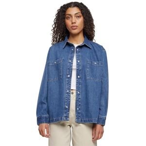 Urban Classics Women's Ladies Oversized Denim Shirt, Mid Indigo Washed, XS Urban Classics Women's Ladies Oversized Denim Shirt, Mid Indigo Washed, XS