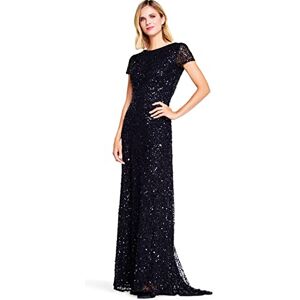 Adrianna Papell Women's Short-Sleeve All Over Sequin Gown, Black, 8 Adrianna Papell Women's Short-Sleeve All Over Sequin Gown, Black, 8