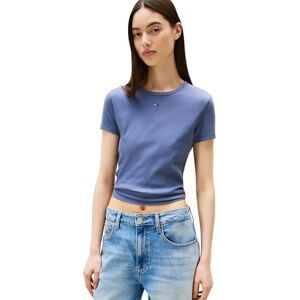 Tommy Jeans Womens Tjw Slim Essential Rib Ext Dw0dw17383 S/S T-Shirt, Grey (Blue Moment), S UK Tommy Jeans Womens Tjw Slim Essential Rib Ext Dw0dw17383 S/S T-Shirt, Grey (Blue Moment), S UK