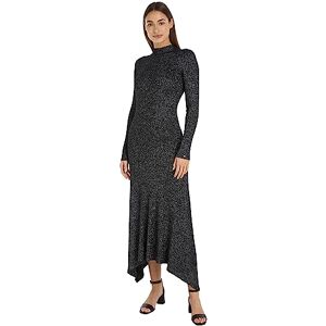 Tommy Hilfiger Lurex F&F Mock-NK MIDI Dress Black