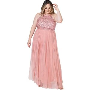Maya Deluxe Women's Ladies Bridesmaid Maxi Dress Halter Neck Sequin Embellished Prom Graduation Wedding, Blossom, 10 Maya Deluxe Women's Ladies Bridesmaid Maxi Dress Halter Neck Sequin Embellished Prom Graduation Wedding, Blossom, 10