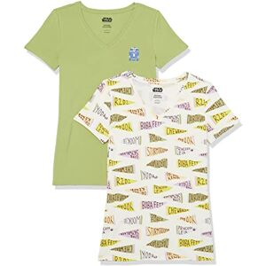 Amazon Essentials Disney Marvel Star Wars Princess Women's Classic-Fit Short-Sleeve V-Neck T-Shirt, Pack of 2, Star Wars Pennant, S Amazon Essentials Disney Marvel Star Wars Princess Women's Classic-Fit Short-Sleeve V-Neck T-Shirt, Pack of 2, Star Wars Pennant, S