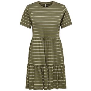 ONLY Women's Onlmay S/S O-Neck Peplum Dress Box JRS Dress, Mermaid/Stripes: Cloud Dancer (Nadia), S ONLY Women's Onlmay S/S O-Neck Peplum Dress Box JRS Dress, Mermaid/Stripes: Cloud Dancer (Nadia), S