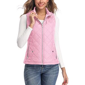 LONGKING LK Women's Padded Vest, Stand Collar Lightweight Zip Quilted Gilet Pink XL LONGKING LK Women's Padded Vest, Stand Collar Lightweight Zip Quilted Gilet Pink XL