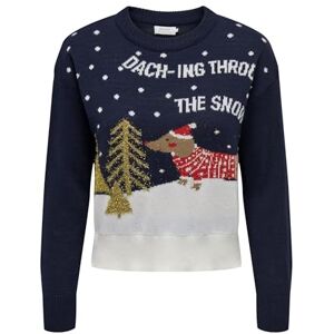 ONLY Women's Onlxmas Daching Ls O-Neck Box KNT Knitted Jumper, Night Sky/Pattern: cd/Frosted Almond/Poppy Red/Toasted Coconut, M ONLY Women's Onlxmas Daching Ls O-Neck Box KNT Knitted Jumper, Night Sky/Pattern: cd/Frosted Almond/Poppy Red/Toasted Coconut, M