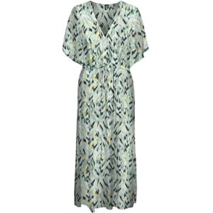 VERO MODA Women's Vmmenny Ss 7/8 Kaftan WVN Ga Noos Long Dress, Katydid/AOP:Hally, L VERO MODA Women's Vmmenny Ss 7/8 Kaftan WVN Ga Noos Long Dress, Katydid/AOP:Hally, L