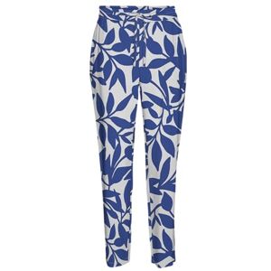 VERO MODA Women's Vmeasy Joy Nw Loose Pants WVN Ga Trouser, Snow White/AOP: Alisa Mazarine Blue, L VERO MODA Women's Vmeasy Joy Nw Loose Pants WVN Ga Trouser, Snow White/AOP: Alisa Mazarine Blue, L