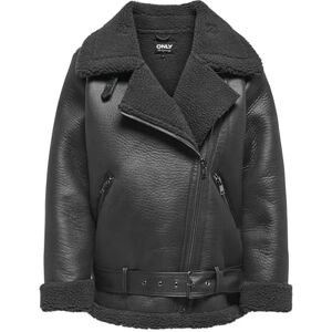 ONLY Women's Onlnewlis Faux Leather Aviator CC OTW Jacket, Phantom, S ONLY Women's Onlnewlis Faux Leather Aviator CC OTW Jacket, Phantom, S