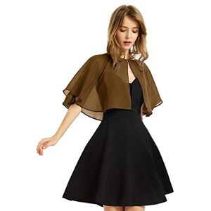 BUCUXE XinQi Women's Soft Chiffon Shawl Wraps Shrug for Evening Dress Wedding Cape Bolero Flapper Cover Up, Brown, One Size BUCUXE XinQi Women's Soft Chiffon Shawl Wraps Shrug for Evening Dress Wedding Cape Bolero Flapper Cover Up, Brown, One Size
