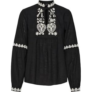 VERO MODA Women's Vmritah Ls Top WVN Ga Long Sleeve Blouse, Black/Detail:Birch Embroidery, L VERO MODA Women's Vmritah Ls Top WVN Ga Long Sleeve Blouse, Black/Detail:Birch Embroidery, L