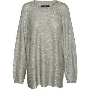 Vero Moda Women's Vmleilani New Ls Crew Neck Long Sweater Knit, Griffin/Detail: Silver Glitter, XL Vero Moda Women's Vmleilani New Ls Crew Neck Long Sweater Knit, Griffin/Detail: Silver Glitter, XL