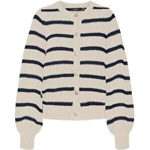 VERO MODA Women's Vmamazing LS O-Neck Cardigan Boo, Birch/Detail: w. Navy Blazer, S VERO MODA Women's Vmamazing LS O-Neck Cardigan Boo, Birch/Detail: w. Navy Blazer, S
