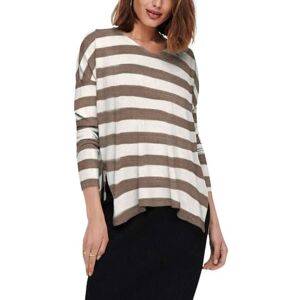 ONLY Women's Onlamalia L/S V-Neck CC KNT Sweater, Cloud Dancer/Stripes:w. Walnut, M ONLY Women's Onlamalia L/S V-Neck CC KNT Sweater, Cloud Dancer/Stripes:w. Walnut, M