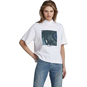 G-STAR Women's Eye Dye Boxy Mock V-Neck Top, White (white D23092-C336-110), L G-STAR Women's Eye Dye Boxy Mock V-Neck Top, White (white D23092-C336-110), L