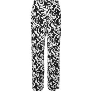 VERO MODA Women's Vmeasy Joy Hw Wide Pants WVN Ga Fabric Trousers, Snow White/AOP: Black Graphical, S VERO MODA Women's Vmeasy Joy Hw Wide Pants WVN Ga Fabric Trousers, Snow White/AOP: Black Graphical, S