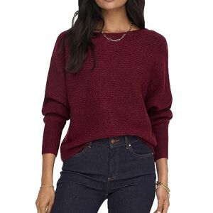 ONLY ONLDANIELLA Women's Loose Knitted Basic Stretch Sweater Long Sleeve Crew Neck Shirt, Cabernet Melange, XS ONLY ONLDANIELLA Women's Loose Knitted Basic Stretch Sweater Long Sleeve Crew Neck Shirt, Cabernet Melange, XS