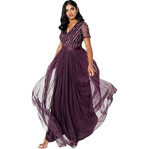 Maya Deluxe Women's Maxi Dress Ladies Bridesmaid V-Neck Ball Gown Short Sleeves Long Elegant Empire Waist Wedding, Berry, 16 Maya Deluxe Women's Maxi Dress Ladies Bridesmaid V-Neck Ball Gown Short Sleeves Long Elegant Empire Waist Wedding, Berry, 16