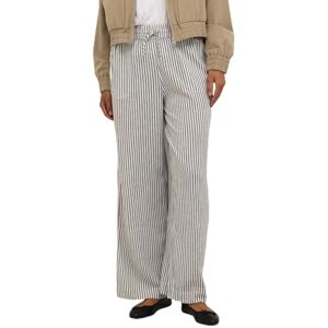 Kaffe Women's Women's Casual Pants Elastic Waist Wide Legs Full-Length Pockets Pants, Chalk/Black Stripe, Kaffe Women's Women's Casual Pants Elastic Waist Wide Legs Full-Length Pockets Pants, Chalk/Black Stripe,