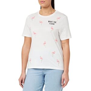 ONLY Women's ONLKITA REG S/S Flamingle TOP Box JRS T-Shirt, Bright White/AOP:Flamingo, S ONLY Women's ONLKITA REG S/S Flamingle TOP Box JRS T-Shirt, Bright White/AOP:Flamingo, S