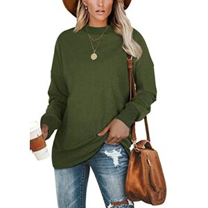 Aokosor Oversized Sweatshirts for Women Long Sleeve Tops Ladies Jumpers Crew Neck Tunic Tops for Leggings Green Size 18-20