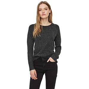 VERO MODA Women's VMDOFFY LS O-Neck Blouse GA NOOS Pullover Sweater, Black/Detail:Melange, XXL VERO MODA Women's VMDOFFY LS O-Neck Blouse GA NOOS Pullover Sweater, Black/Detail:Melange, XXL