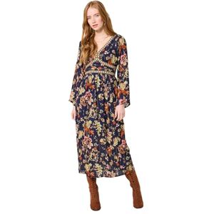 Joe Browns Women's Mirror Trim Boho Floral Maxi Dress, Regular, Navy, UK 10 Joe Browns Women's Mirror Trim Boho Floral Maxi Dress, Regular, Navy, UK 10