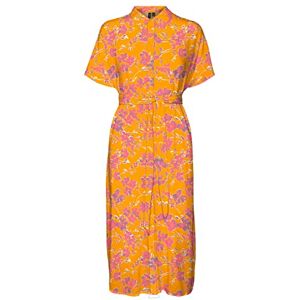 VERO MODA Women's Vmmenny SS Calf Shirt Dress WVN Ga, Radiant Yellow/AOP: Mille, M VERO MODA Women's Vmmenny SS Calf Shirt Dress WVN Ga, Radiant Yellow/AOP: Mille, M