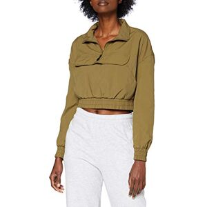 Urban Classics Women's Cropped Crinkle Nylon Pull Over Jacket Windbreaker, Midground, XS Urban Classics Women's Cropped Crinkle Nylon Pull Over Jacket Windbreaker, Midground, XS