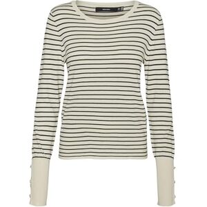 VERO MODA Women's Vmdory LS O-Neck Button Pullover Ga Noos Sweater, Birch/Stripes: Black, M VERO MODA Women's Vmdory LS O-Neck Button Pullover Ga Noos Sweater, Birch/Stripes: Black, M